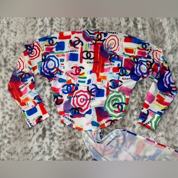 Chanel Colorful Logo Print Blouse - Picture 2 of 16